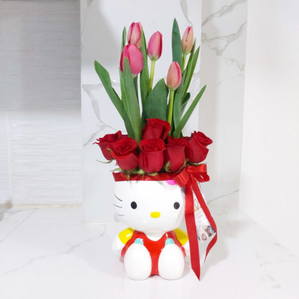Base Hello Kitty Rosas y tulipanes
