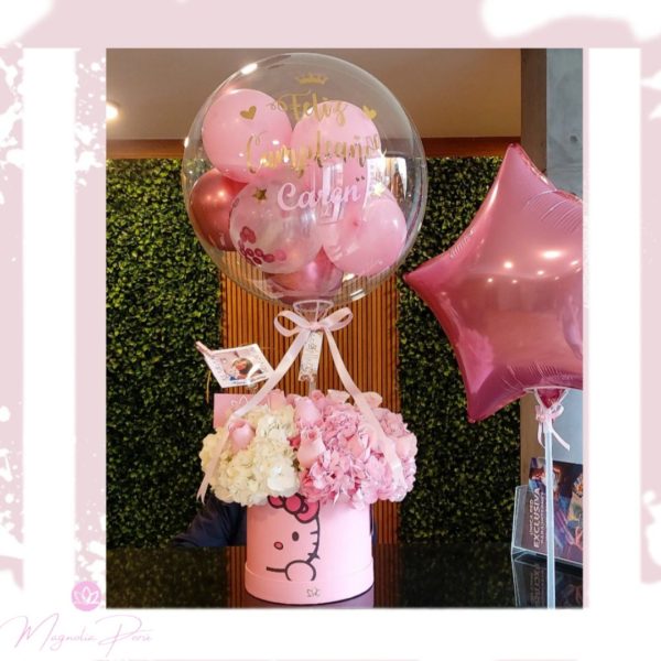 Pack Box Kitty Hortensia con globo burbuja